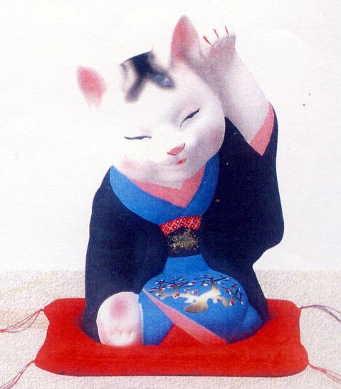 芸者猫（左手）/元祖福をまねく招き猫/招き猫の販売モリシゲ